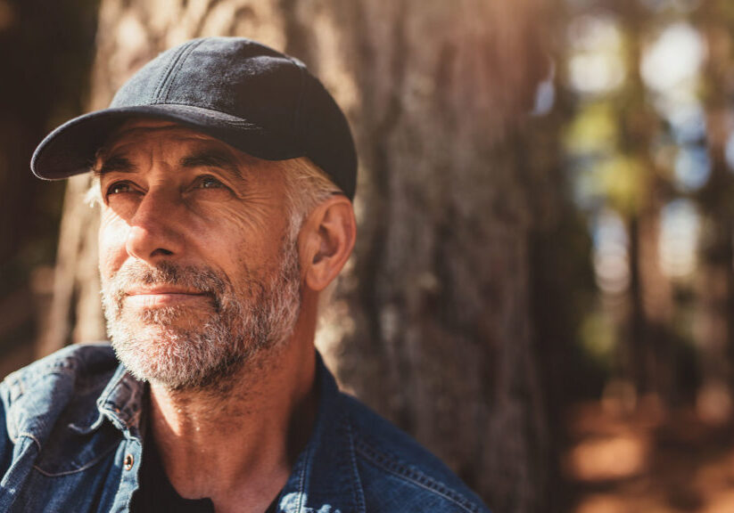Man looking out into peaceful future