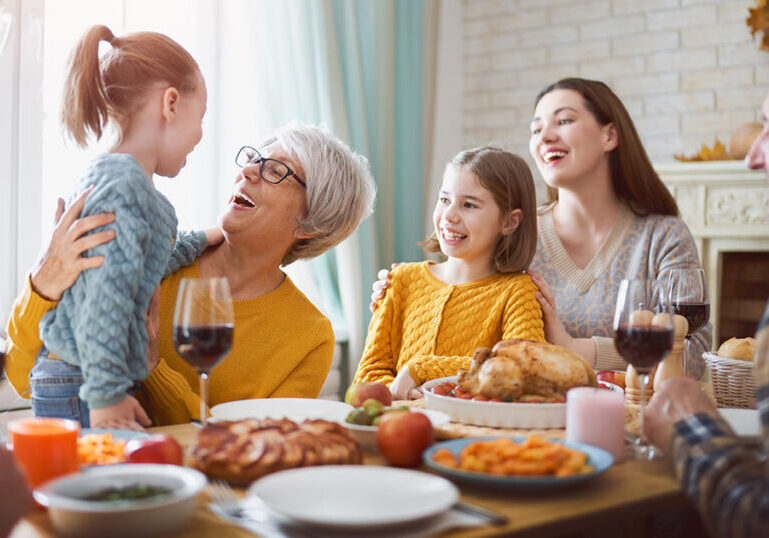 Happy family expresses gratitude on Thanksgiving