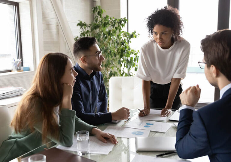 Company leader monitors progress at her start up company
