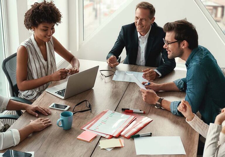 business team discussing year-end strategy